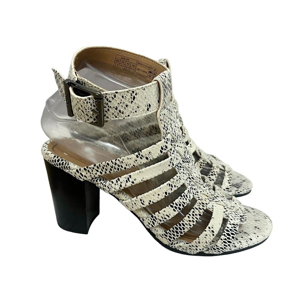 Vionic Sami Snake Print Sandals Block Heel Open Toe Ankle Strap Leather - Picture 3 of 10